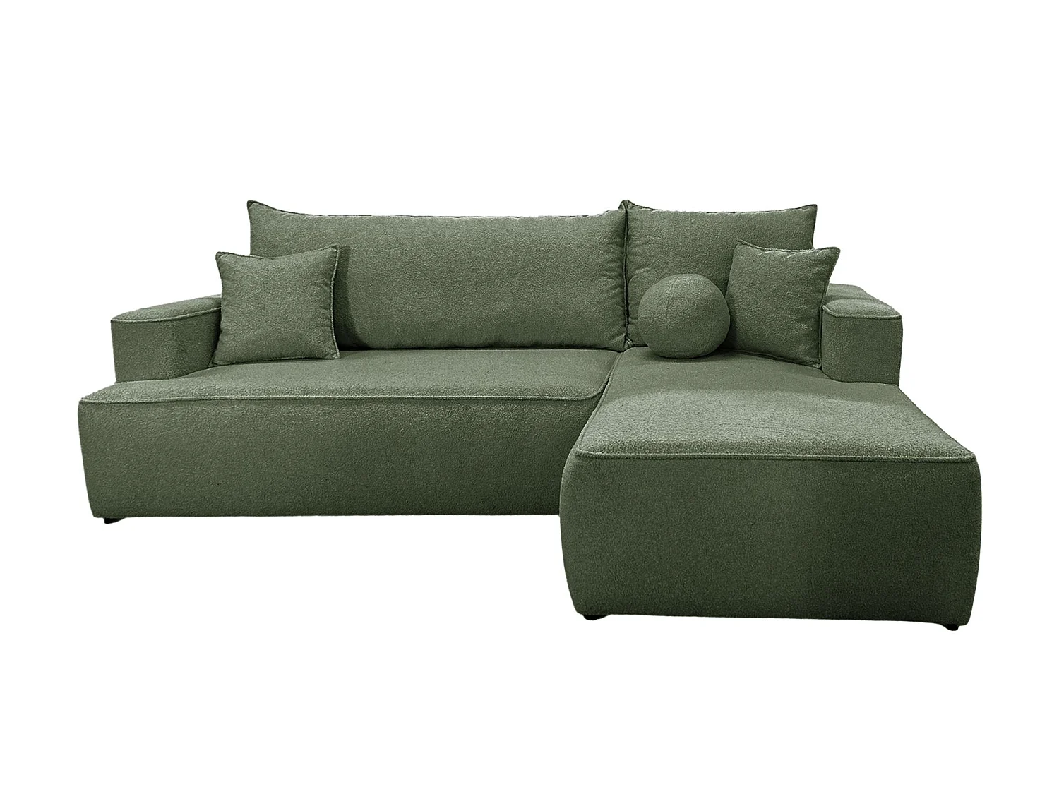 Canapé d'angle COMFORTINO FURNITURE Paris avec Fonction Lit et Rangement - Velours Vert 3 Places