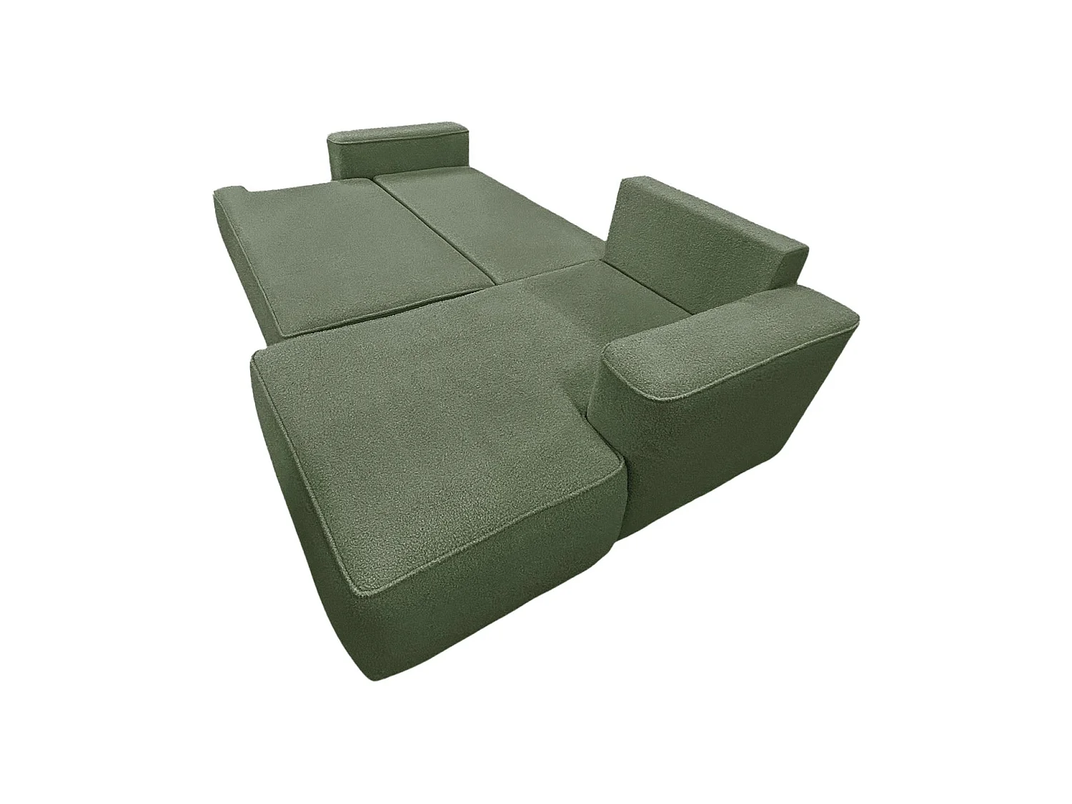Canapé d'angle COMFORTINO FURNITURE Paris avec Fonction Lit et Rangement - Velours Vert 3 Places