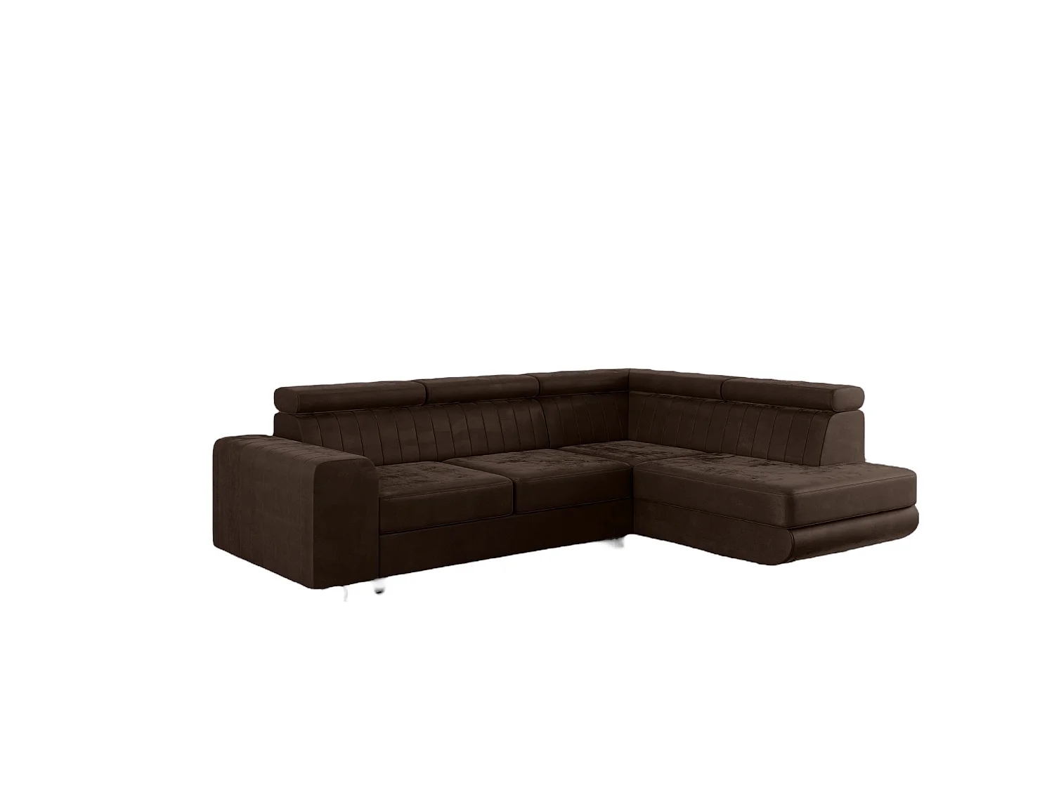 Comfortino Furniture NOLA Canapé-Lit en Velours en Forme de L avec Rangement Marron Angle Droit 3 Places