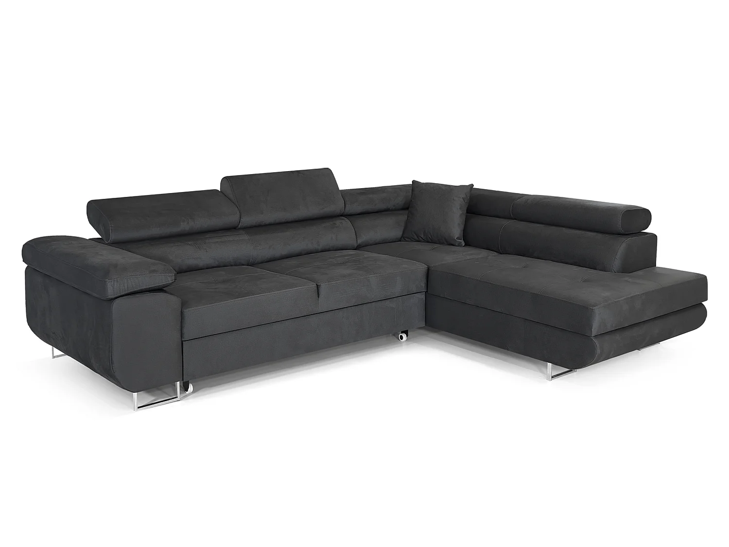 Comfortino Furniture NOLA Canapé-Lit en Velours en Forme de L avec Rangement Marron Angle Droit 3 Places