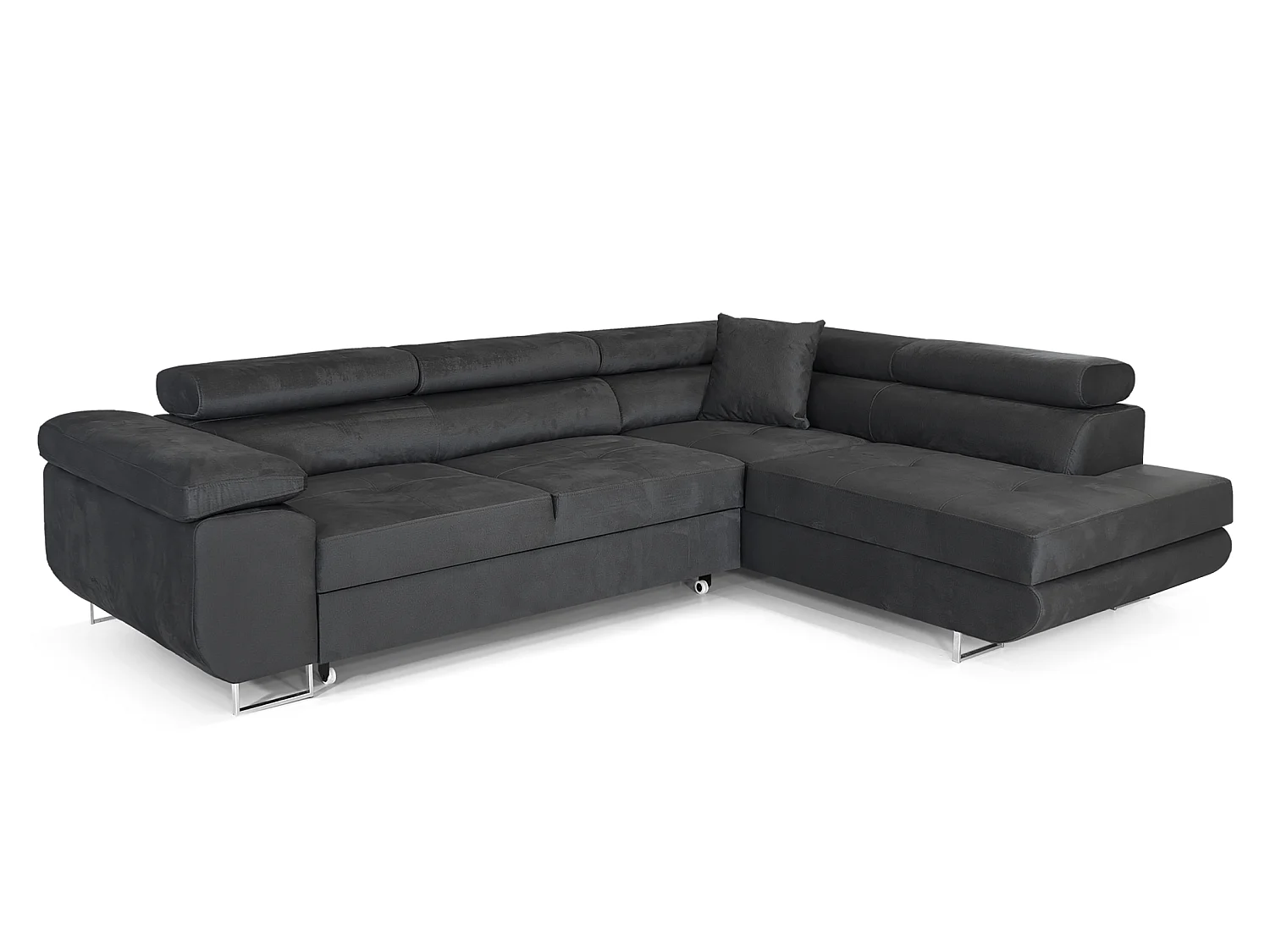 Comfortino Furniture NOLA Canapé-Lit en Velours en Forme de L avec Rangement Marron Angle Droit 3 Places