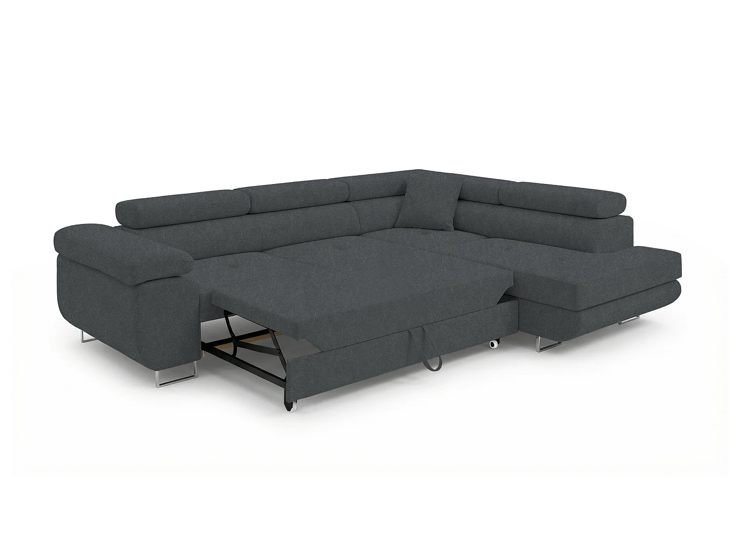 Canapé-lit Comfortino Furniture PASTI L-Form avec Rangement Velours Taupe Style Moderne 3 Places