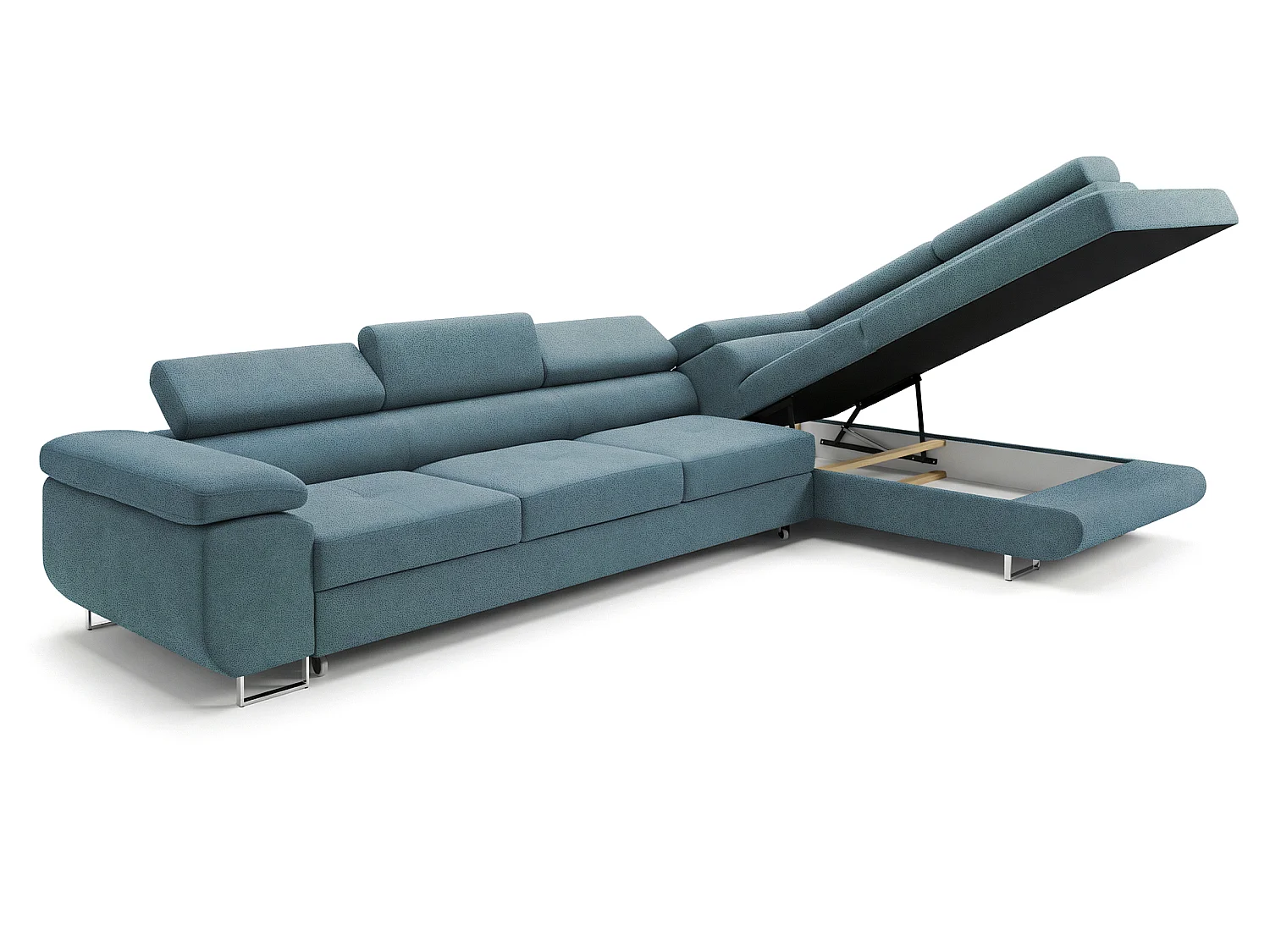 Canapé-Lit en Forme de L Vert Menthe avec Rangement - MOBILIER COMFORTINO PASTI
