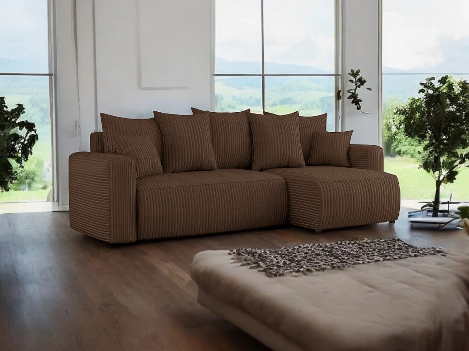 Canapé COMFORTINO FURNITURE Big PASTI en forme de U avec fonction de canapé-lit et rangement Bouclé Quelle 54