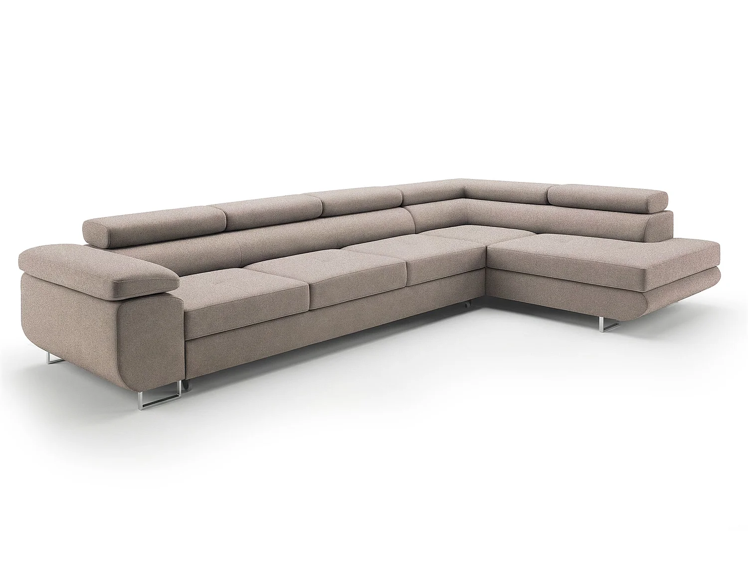 Canapé-Lit Moderne en Forme de L avec Rangement en Tissu Velours Beige Clair - PASTI XL