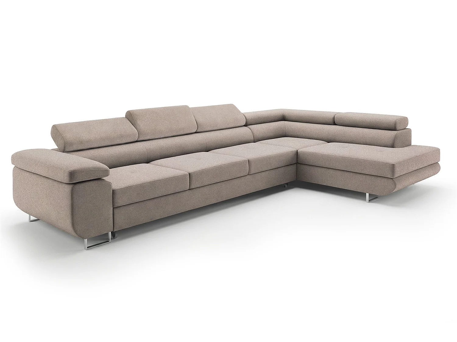 Canapé-Lit Moderne en Forme de L avec Rangement en Tissu Velours Beige Clair - PASTI XL