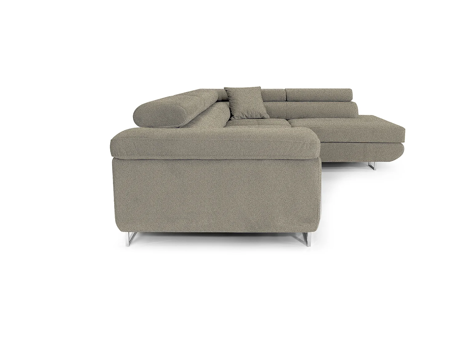 Canapé-Lit Moderne en Forme de L en Velours Gris avec Rangement - MOBILIER COMFORTINO PASTI