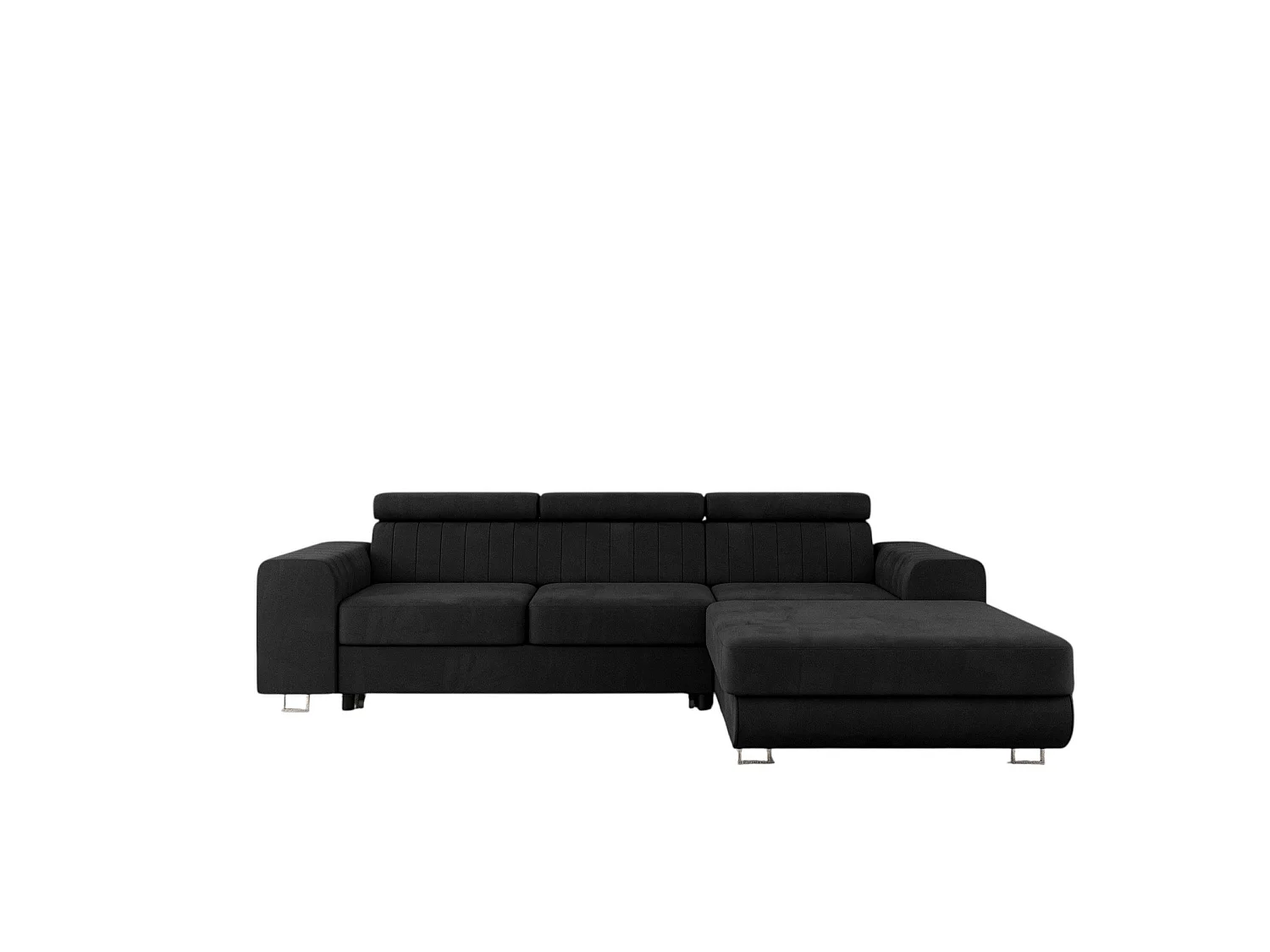 Canapé-Lit Comfortino Furniture NOTA L-Form en Velours avec Rangement Noir Angle Droit