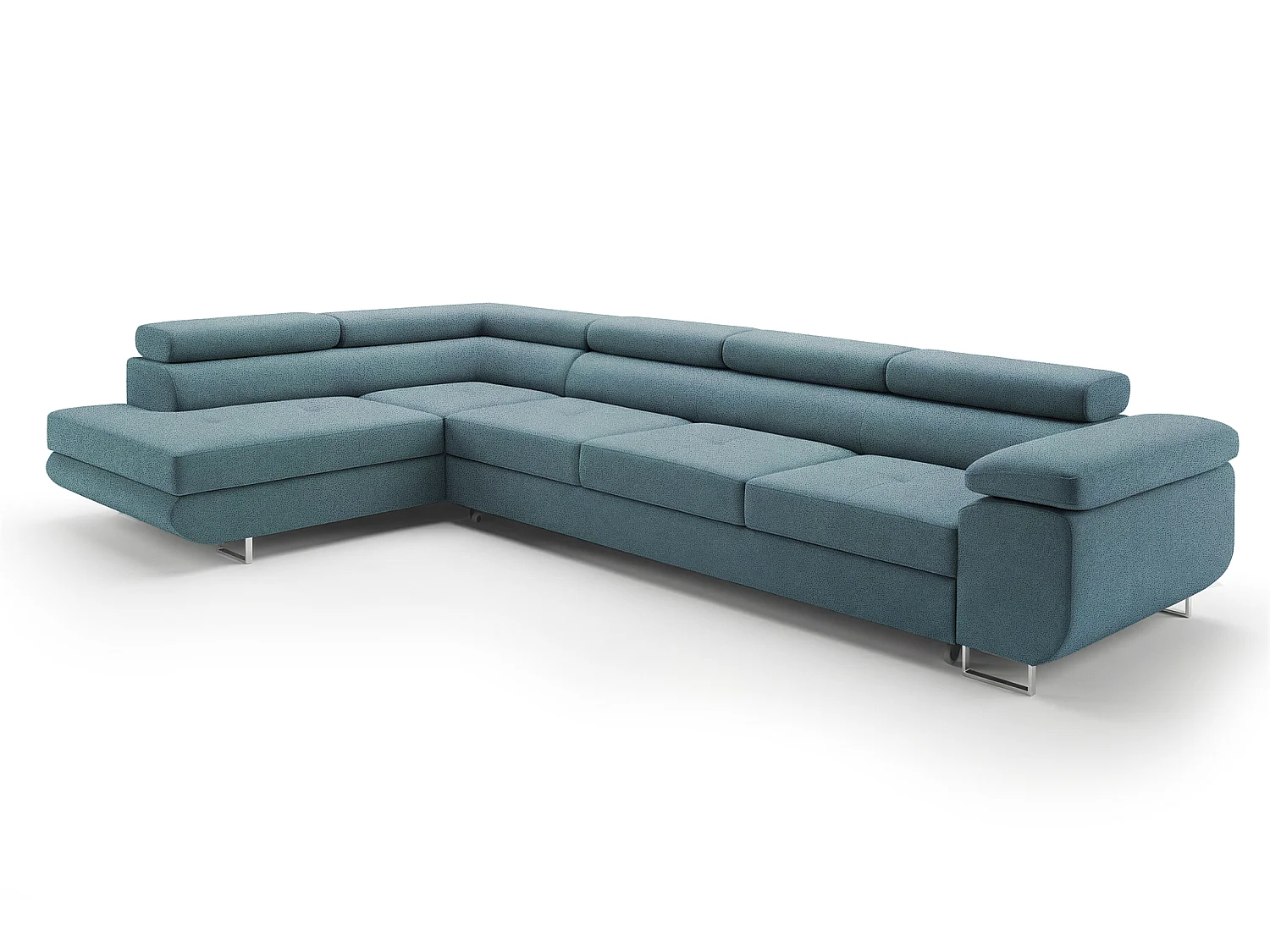 Comfortino Furniture NOTA Canapé d'angle en Velours en Forme de L avec Lit et Rangement Gris Clair Angle Droit
