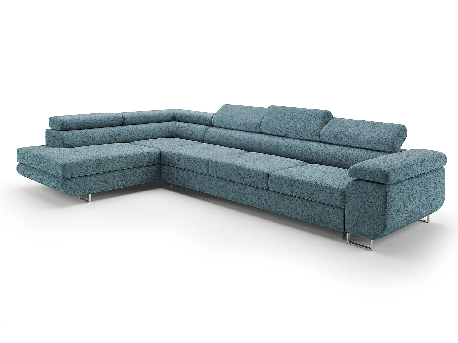 Comfortino Furniture NOTA Canapé d'angle en Velours en Forme de L avec Lit et Rangement Gris Clair Angle Droit