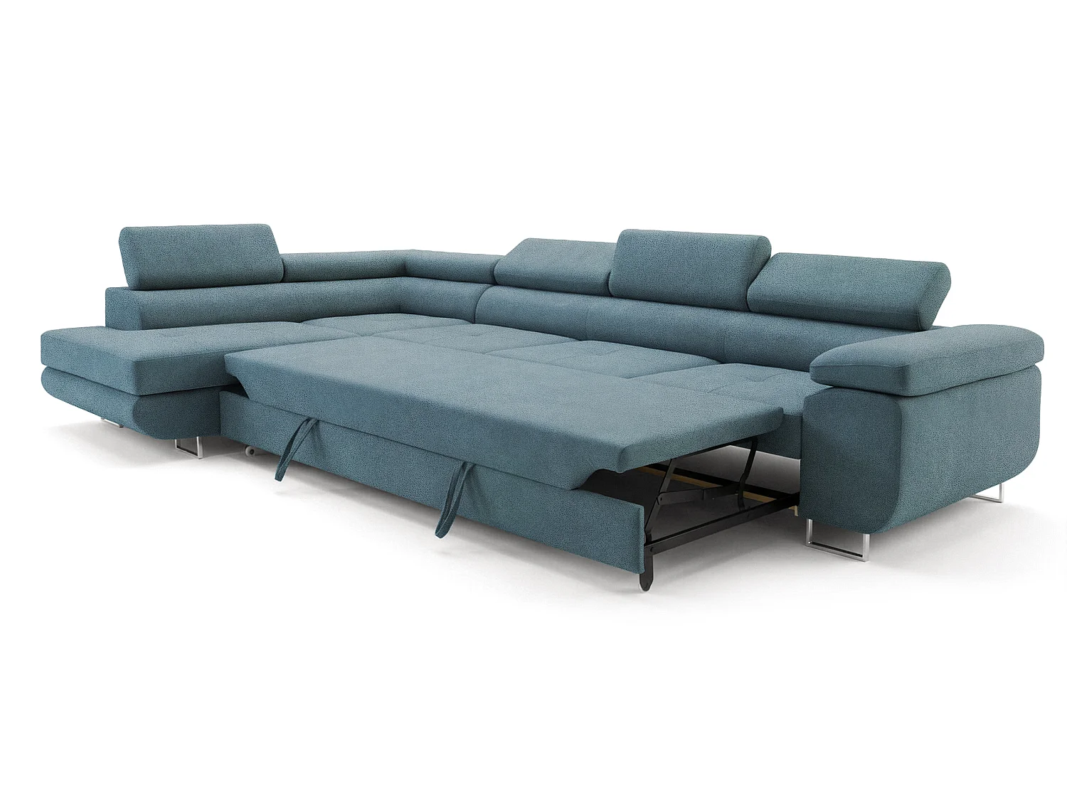Comfortino Furniture NOTA Canapé d'angle en Velours en Forme de L avec Lit et Rangement Gris Clair Angle Droit