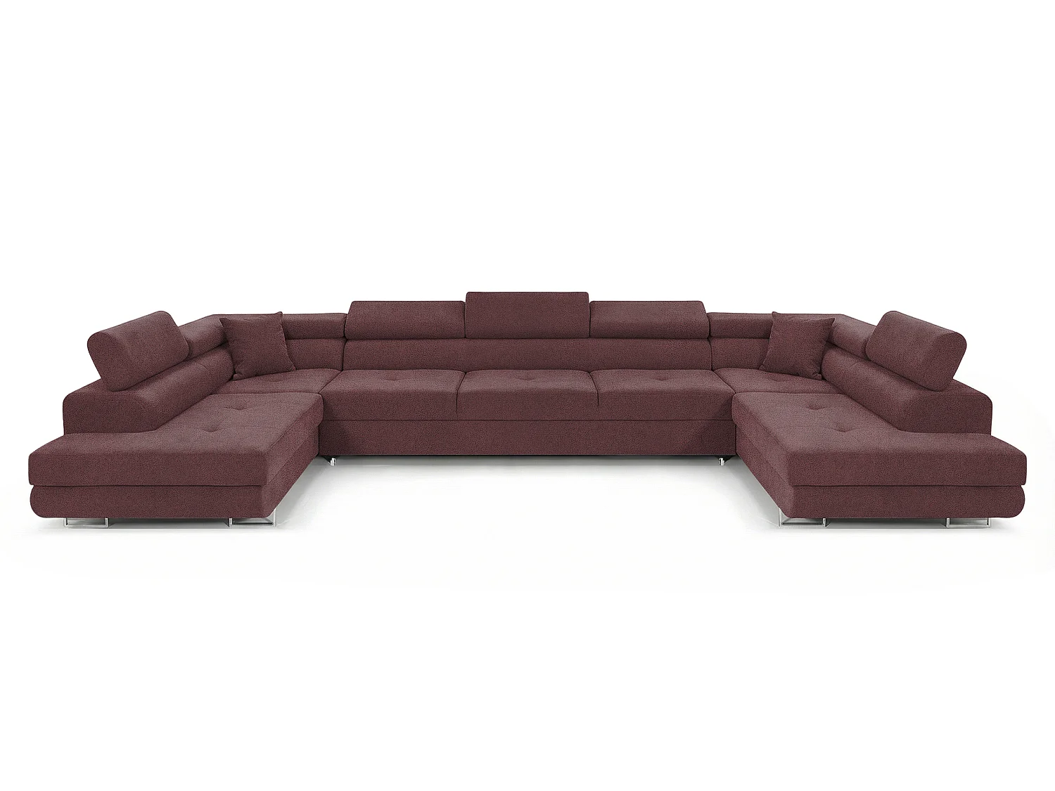 Canapé-lit moderne en forme de U avec rangement BIG PASTI en tissu de velours Bordeaux