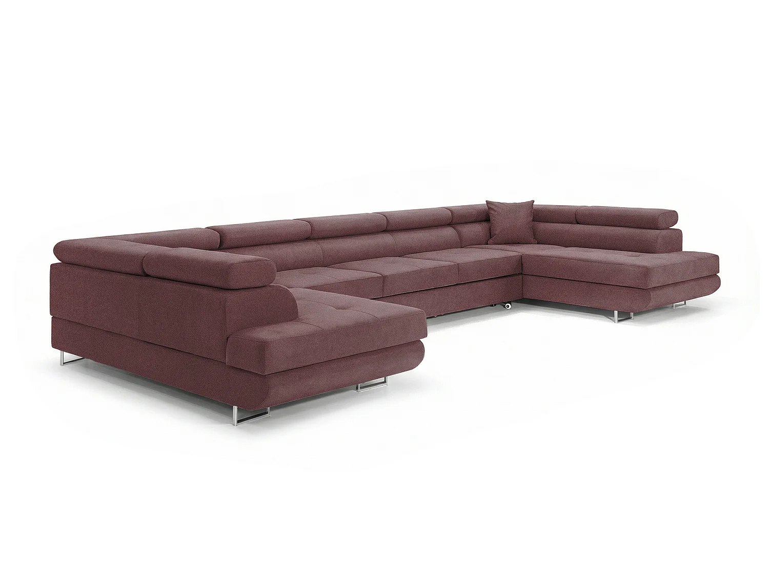 Canapé-lit moderne en forme de U avec rangement BIG PASTI en tissu de velours Bordeaux