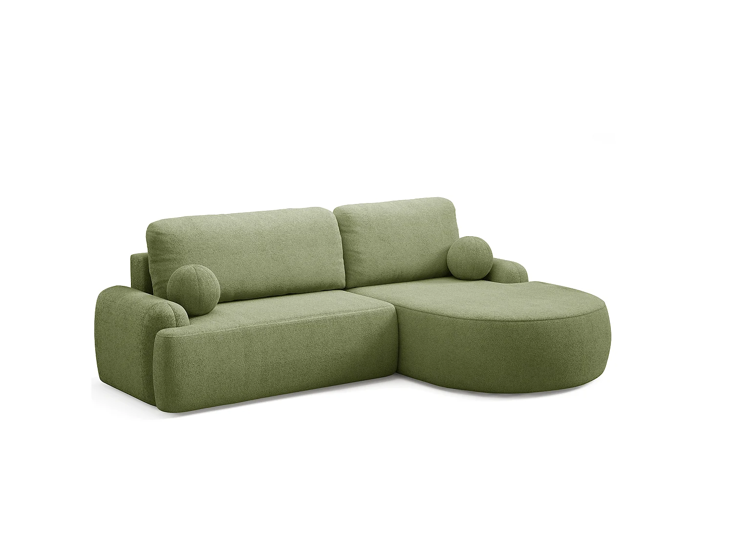 Canapé-Lit Comfortino Furniture Miki en Forme de L avec Rangement Vert Angle Droit