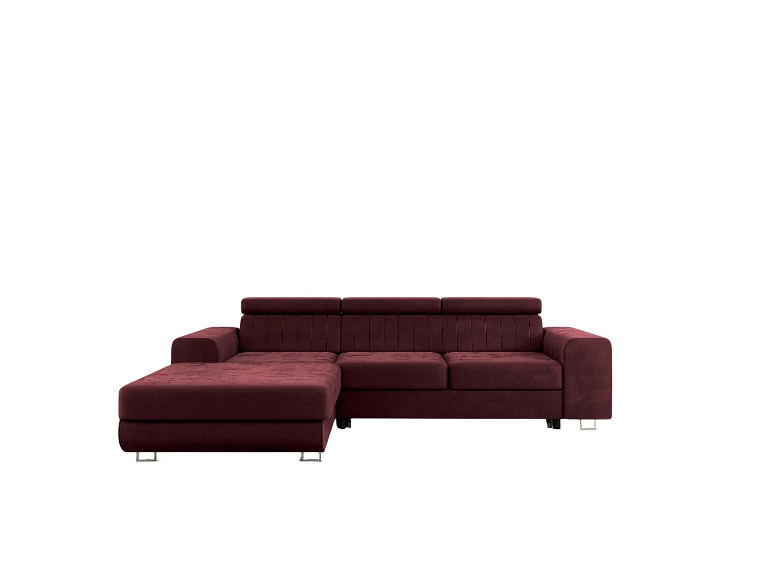 Canapé-Lit Comfortino Furniture NOTA L-Form en Velours avec Rangement Rouge Angle Gauche
