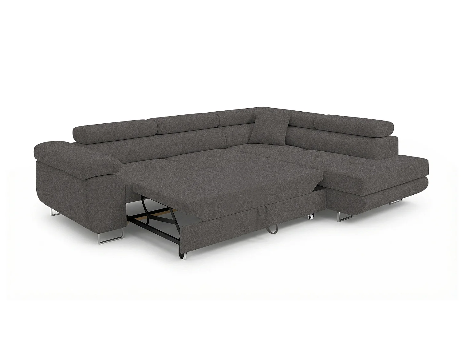 Canapé-Lit Comfortino Furniture NOTA L-Form en Velours avec Rangement Rouge Angle Gauche