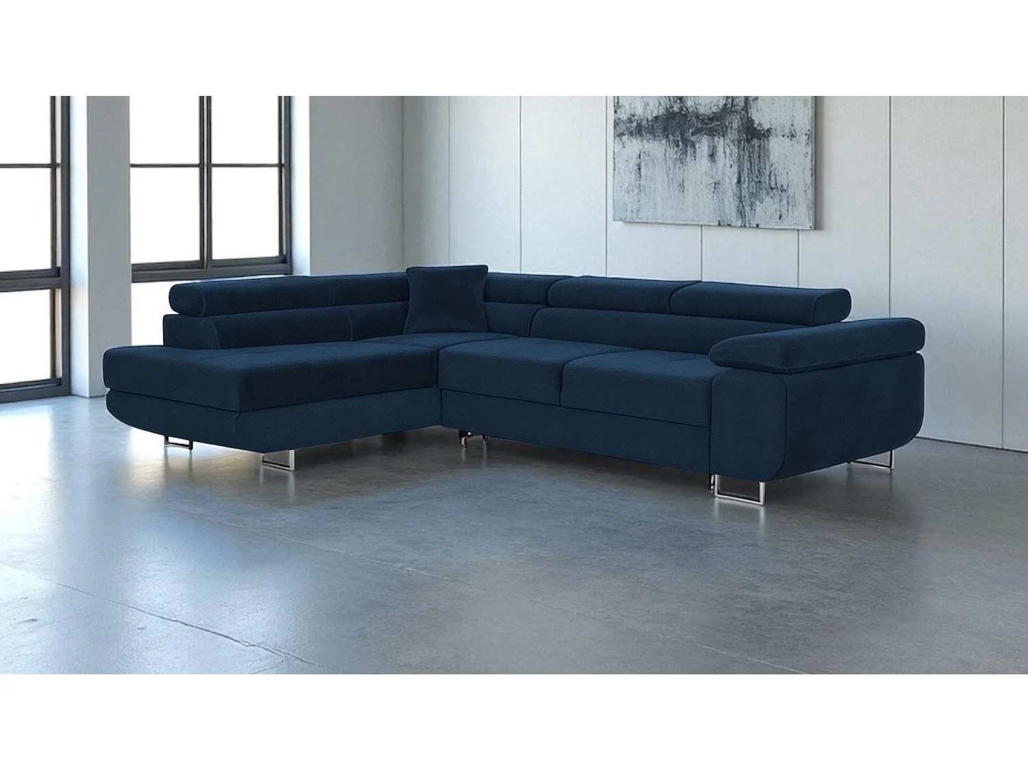 Canapé-Lit Comfortino Furniture NOLA en Forme de L avec Rangement Tissu Velours Design Moderne 3 Places