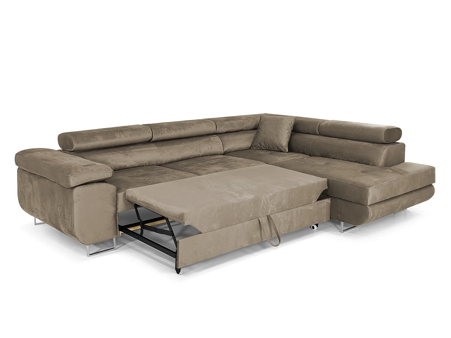 Canapé-lit Comfortino Furniture NOLA L-Form en Velours avec Rangement Noir Moderne 3 Places