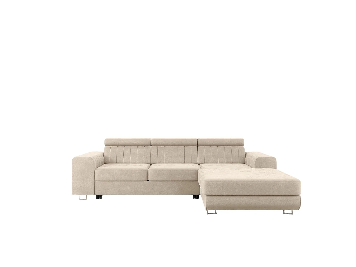 Canapé-lit en Velours Comfortino Furniture NOTA L-Form avec Rangement Beige Angle Droit