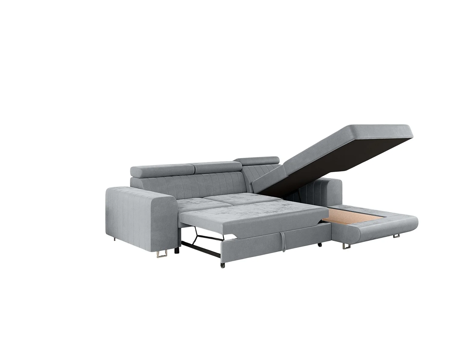 Canapé-lit en Velours Comfortino Furniture NOTA L-Form avec Rangement Beige Angle Droit