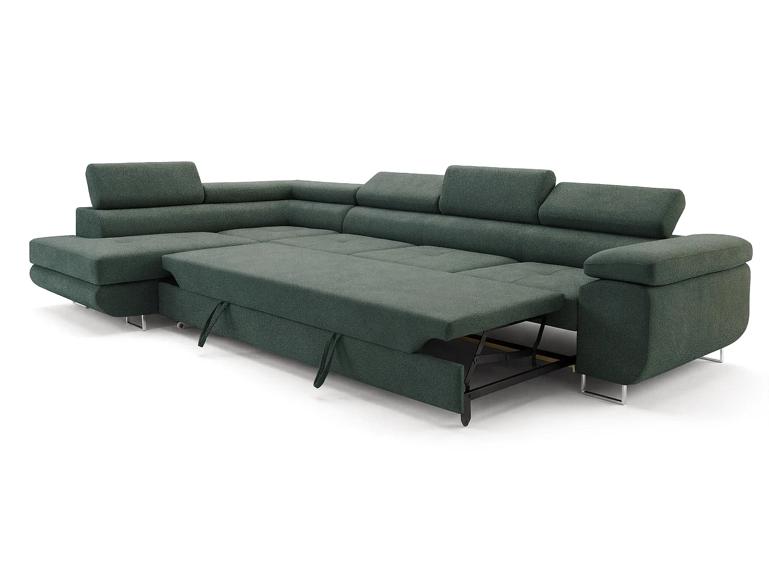 Canapé-lit en Velours Comfortino Furniture NOTA L-Form avec Rangement Beige Angle Droit