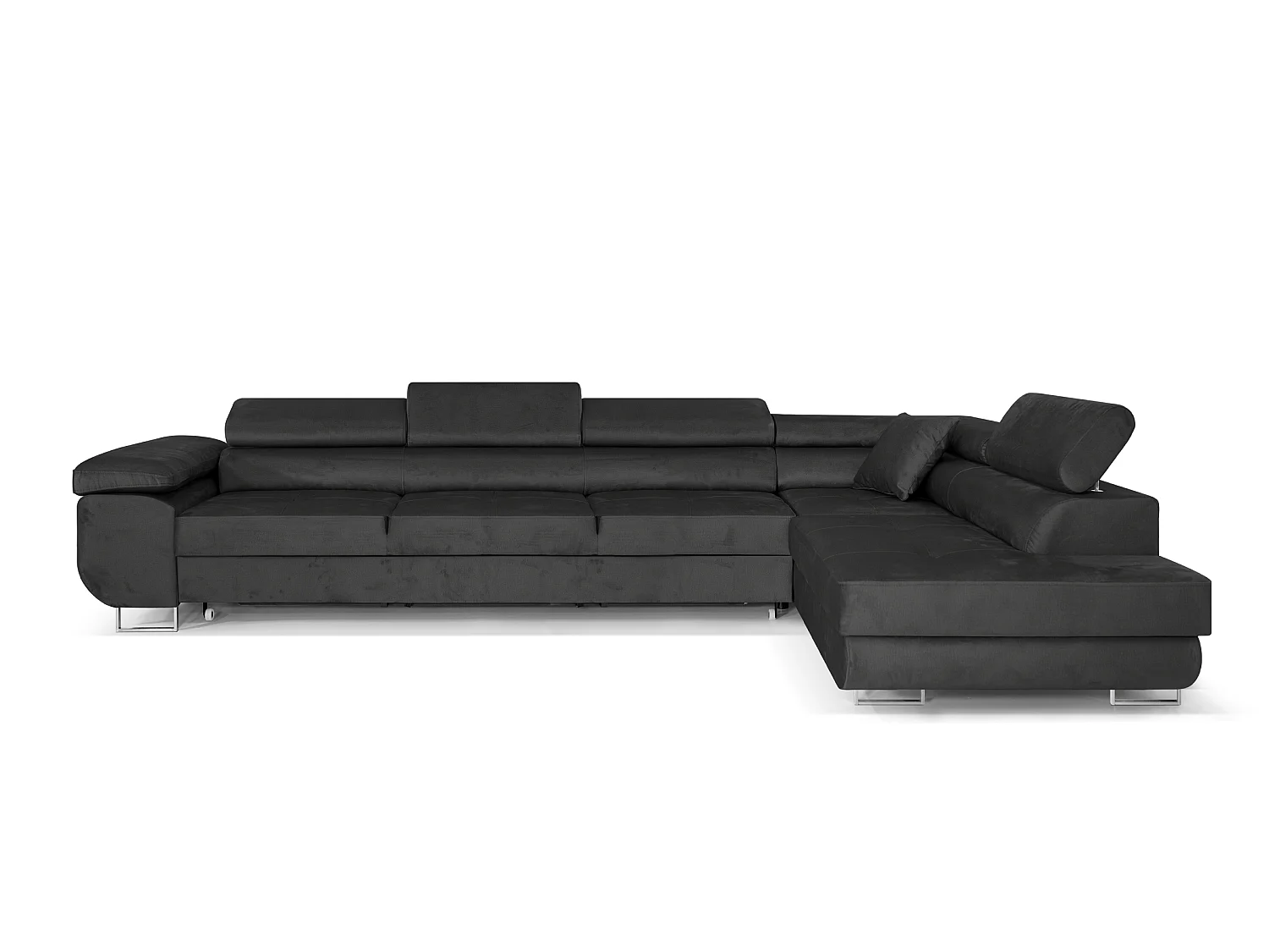 Canapé-Lit Moderne en Forme de L Gris Foncé avec Rangement - Canapé Sectionnel PASTI XL