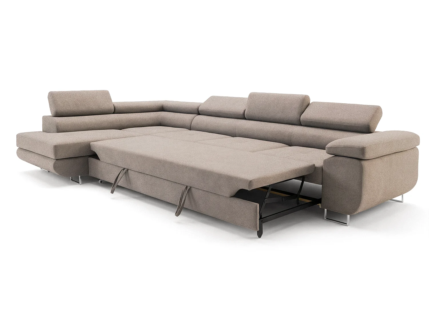 Meuble Comfortino NOTA Canapé-lit en Forme de L en Velours avec Rangement Gris Foncé Angle Gauche