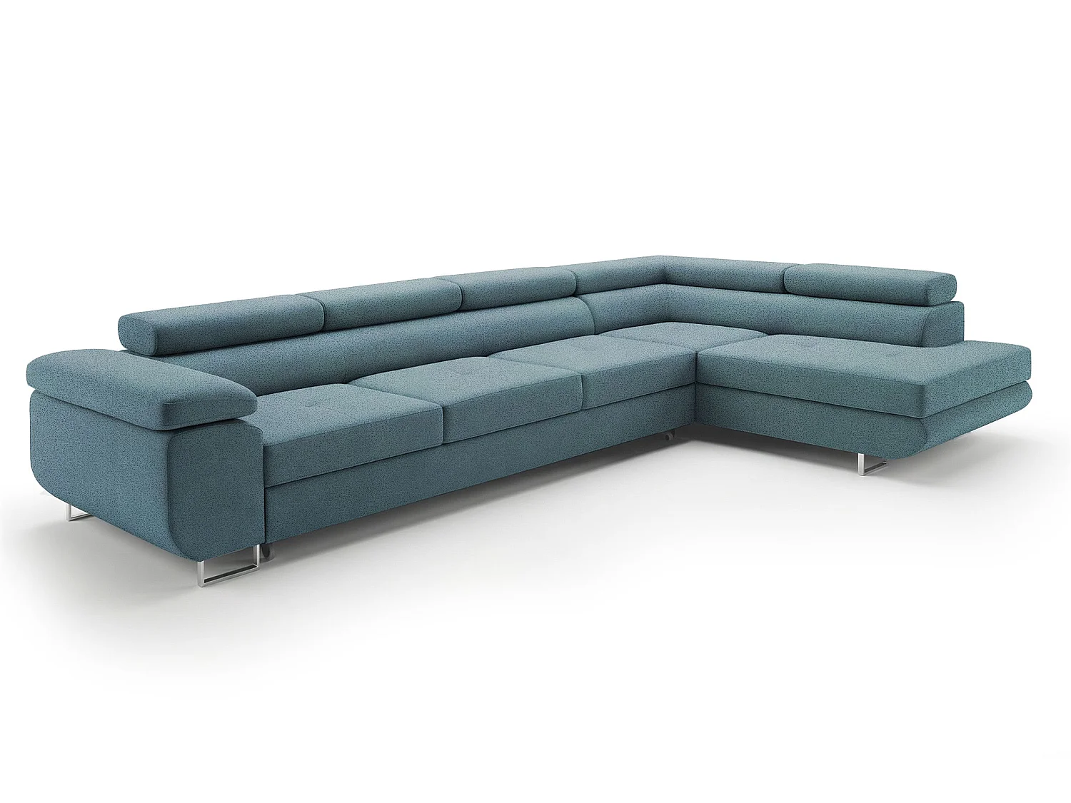 Canapé-Lit Moderne en Forme de L Bleu Pétrole avec Rangement - PASTI XL