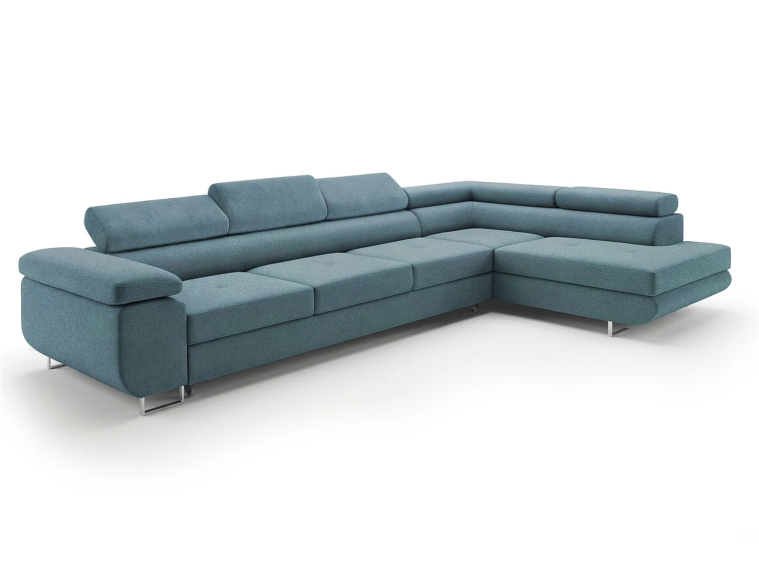 Canapé-Lit Moderne en Forme de L Bleu Pétrole avec Rangement - PASTI XL