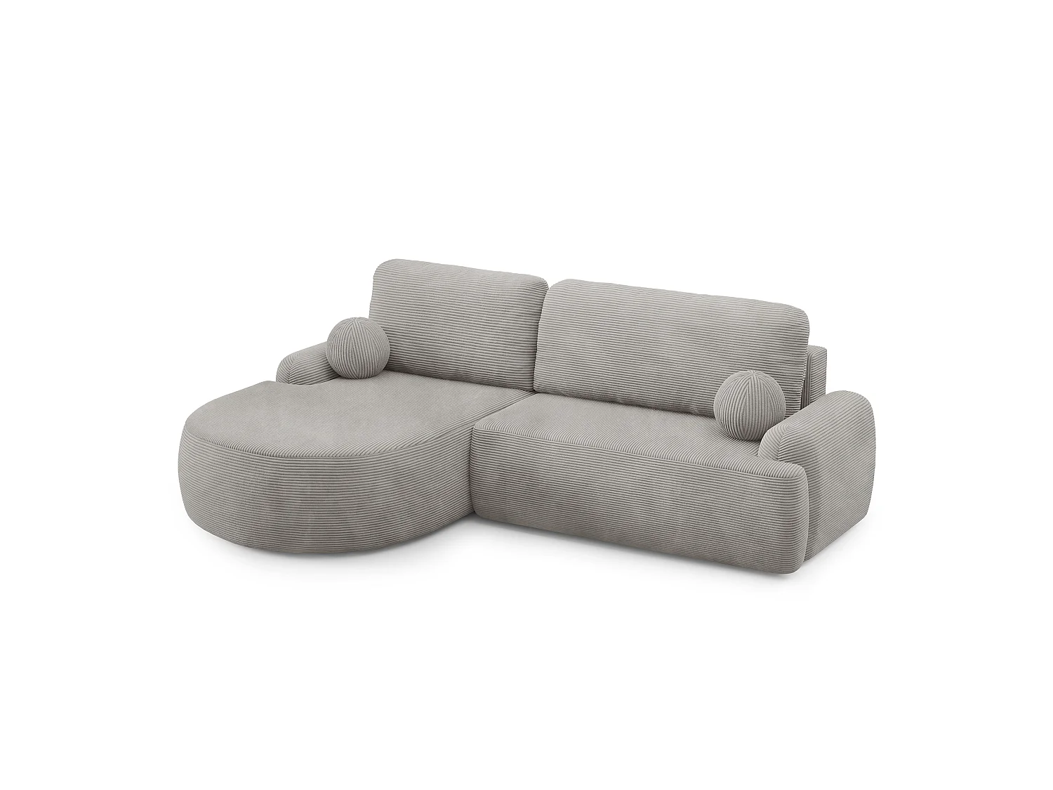 Canapé-lit moderne en forme de L avec rangement en tissu côtelé gris clair - MIKI