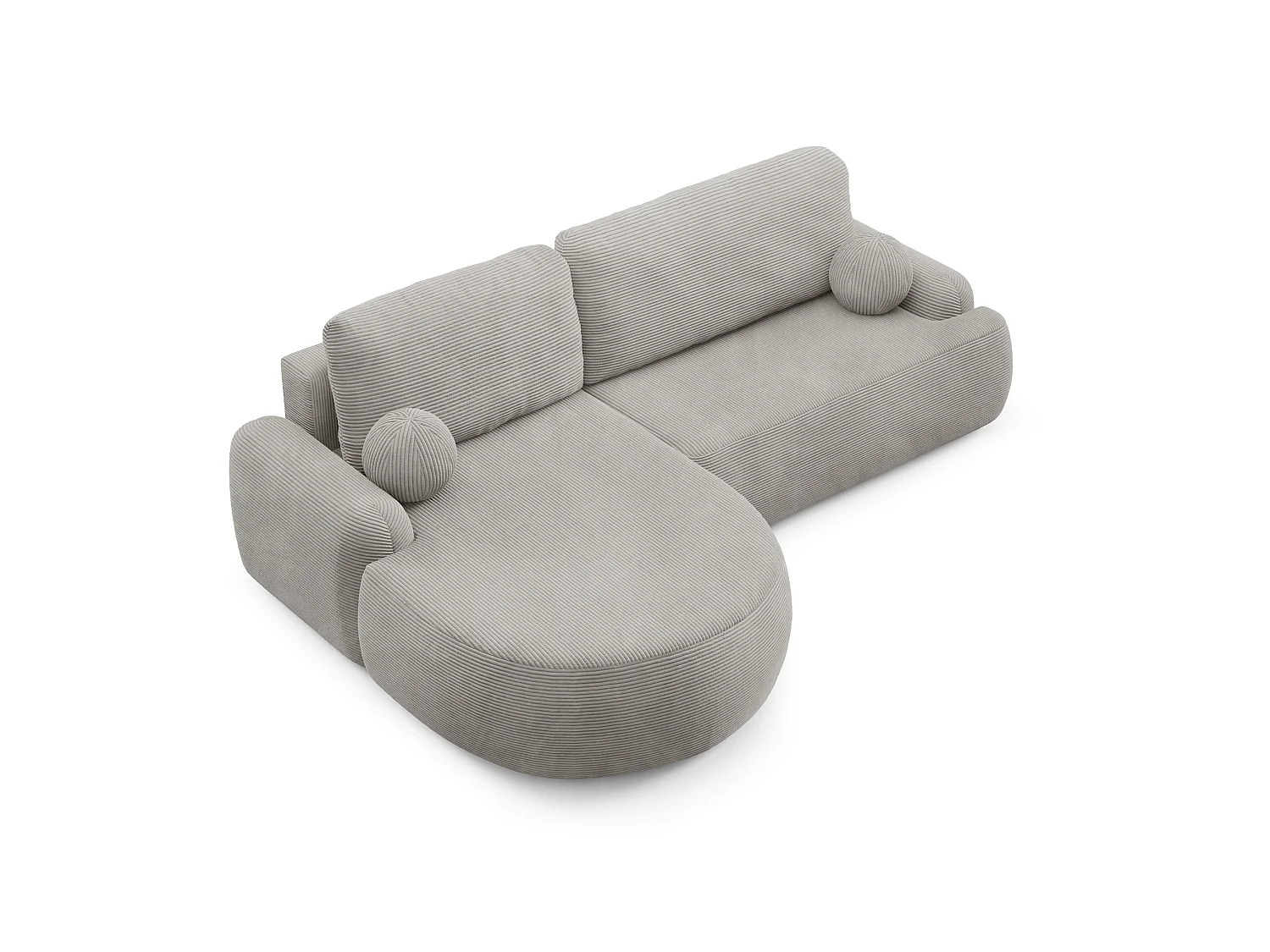 Canapé-lit moderne en forme de L avec rangement en tissu côtelé gris clair - MIKI