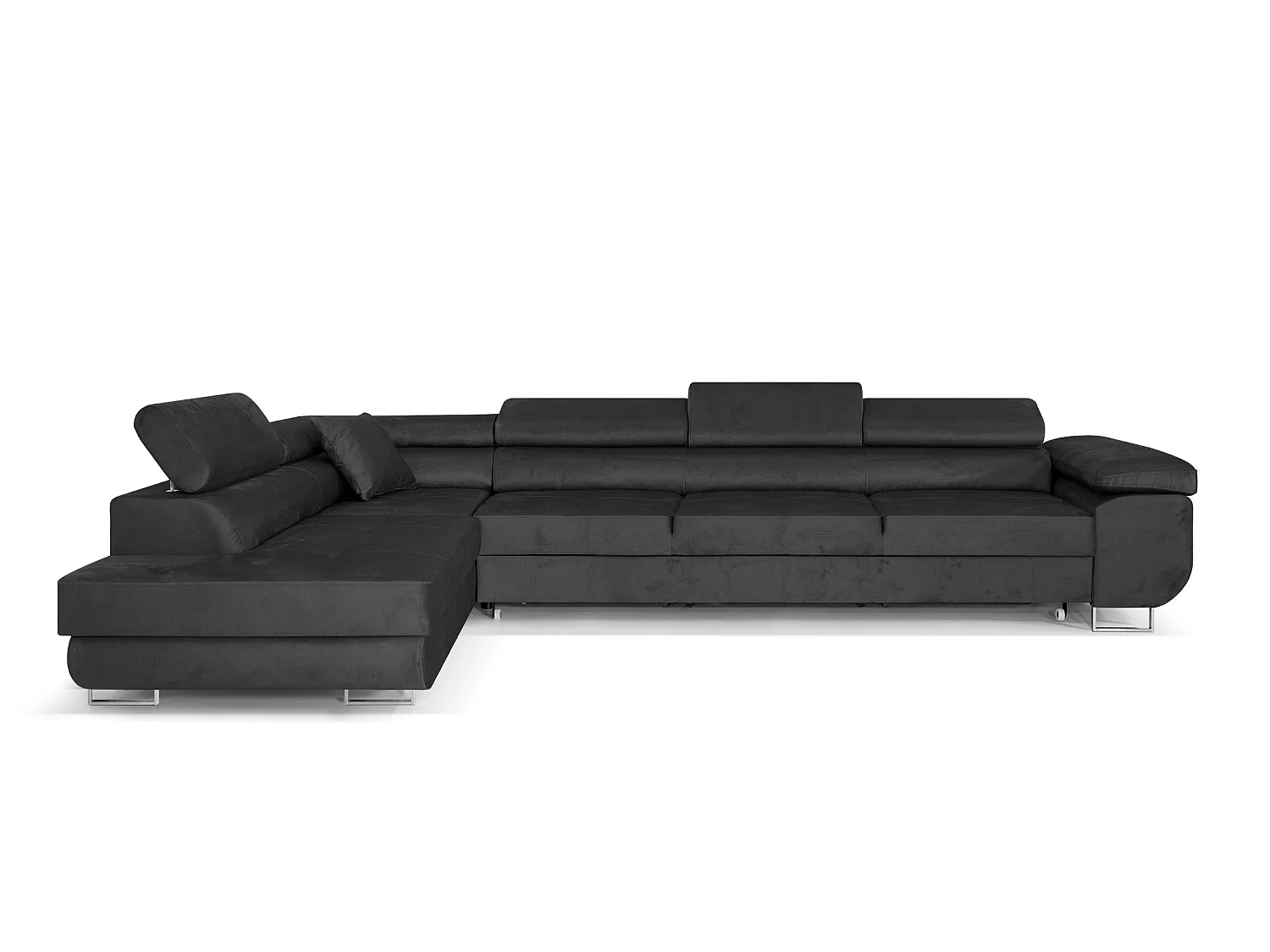 Canapé-lit Comfortino Furniture PASTI XL L-Form avec Rangement Velours Gris Foncé Design Moderne 3 Places
