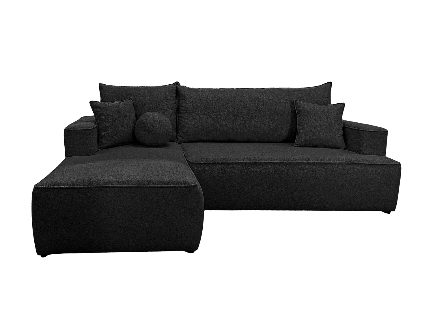 Canapé-lit Comfortino Furniture Paris en Forme de L avec Rangement, Tissu Noir 3 Places Canapé d'Angle Moderne