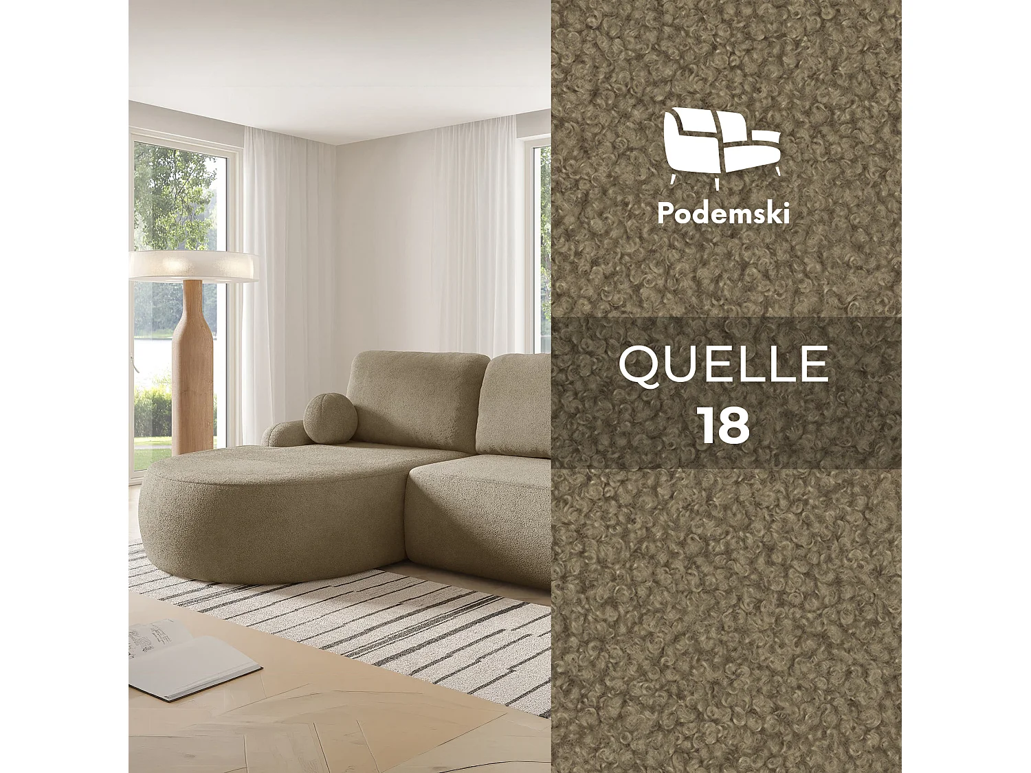 Comfortino Furniture Ecksofa Miki Canapé d'angle en L avec Fonction de Couchage Beige Angle Droit