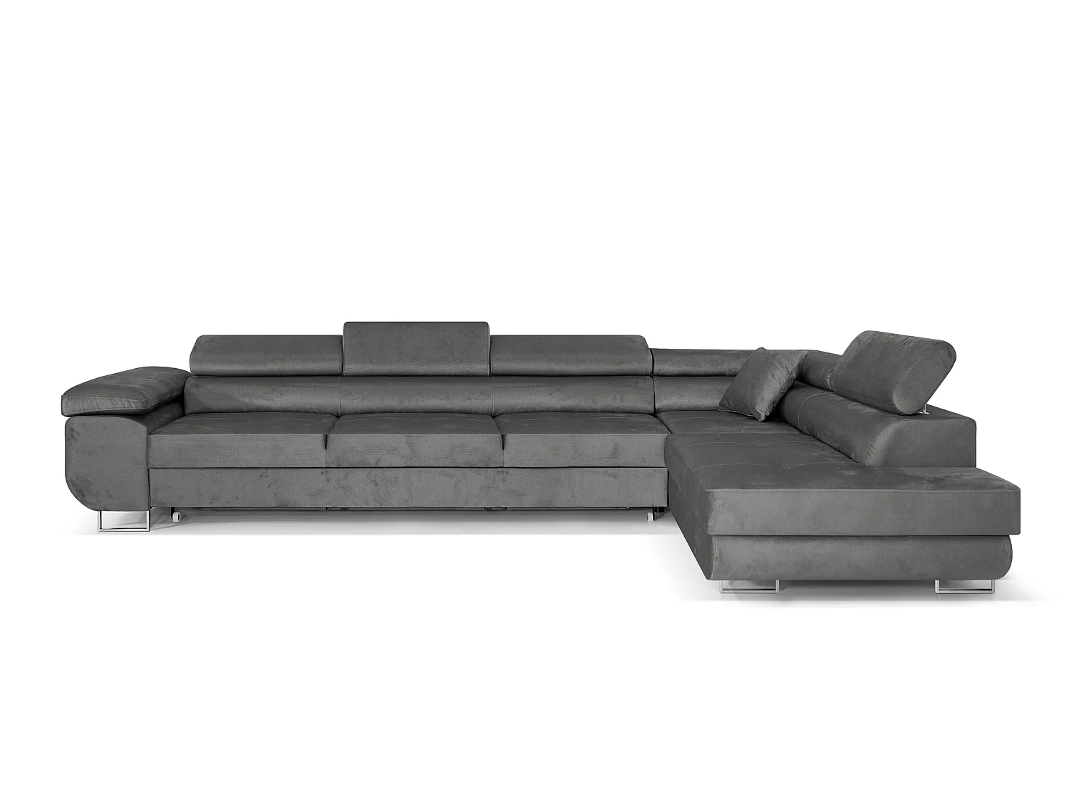 Canapé-lit Comfortino Furniture PASTI XL L-Form avec Rangement Velours Gris 3 Places Style Moderne