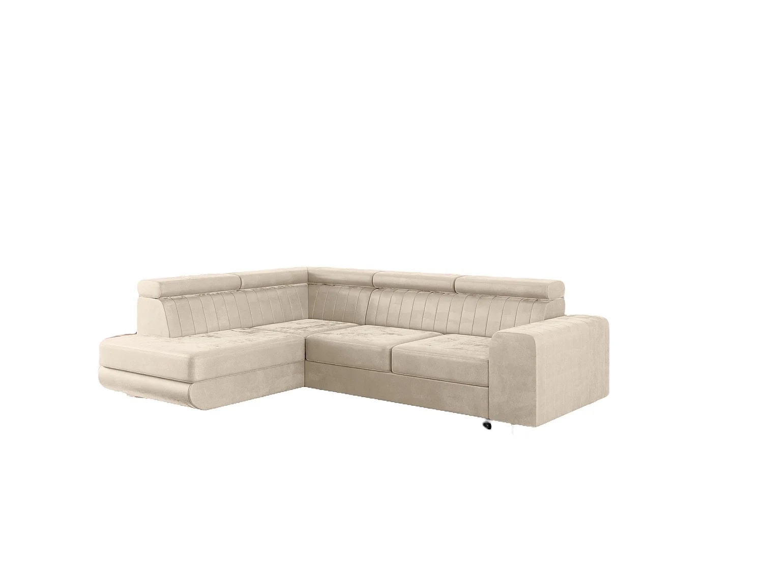 Canapé-Lit Comfortino NOLA en Velours en Forme de L avec Rangement Beige Moderne 3 Places