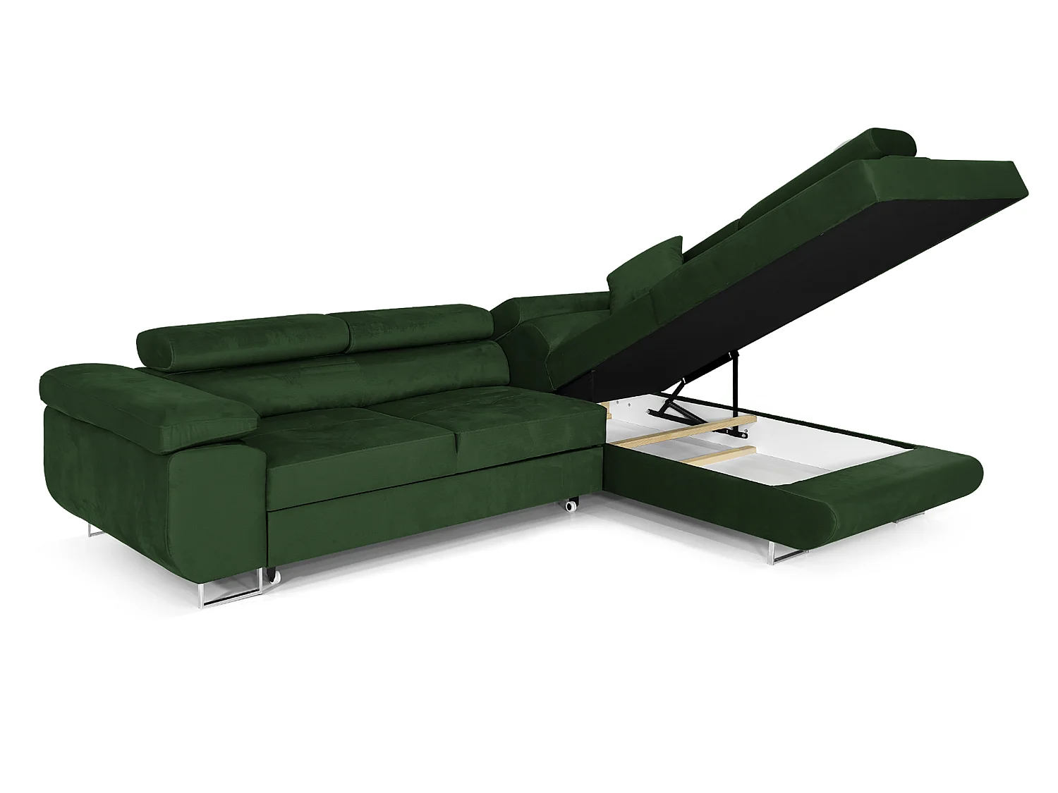 Canapé-Lit Comfortino NOLA en Velours en Forme de L avec Rangement Beige Moderne 3 Places