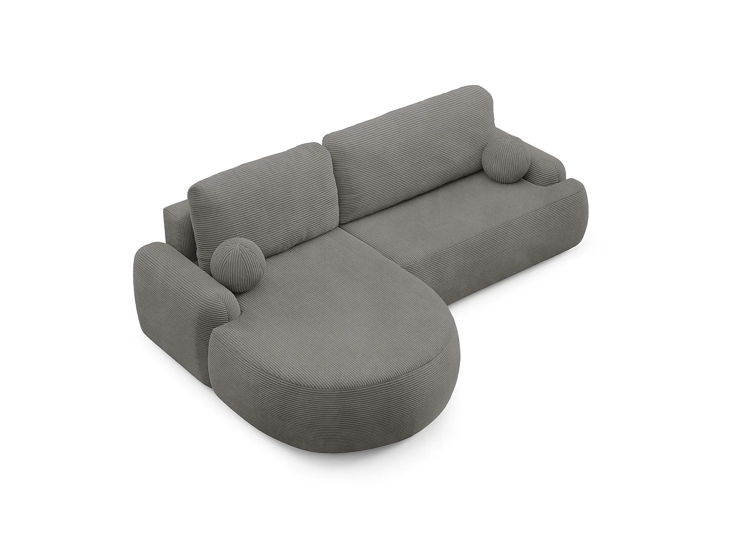 Canapé-lit moderne en forme de L avec rangement en tissu cordon gris anthracite - MIKI