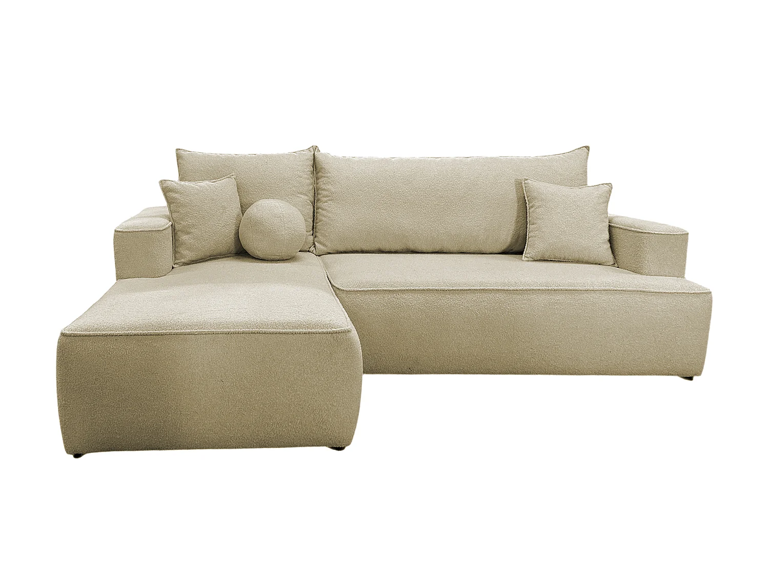 Canapé-Lit en Velours en Forme de L COMFORTINO FURNITURE avec Rangement Luna Beige Angle Droit