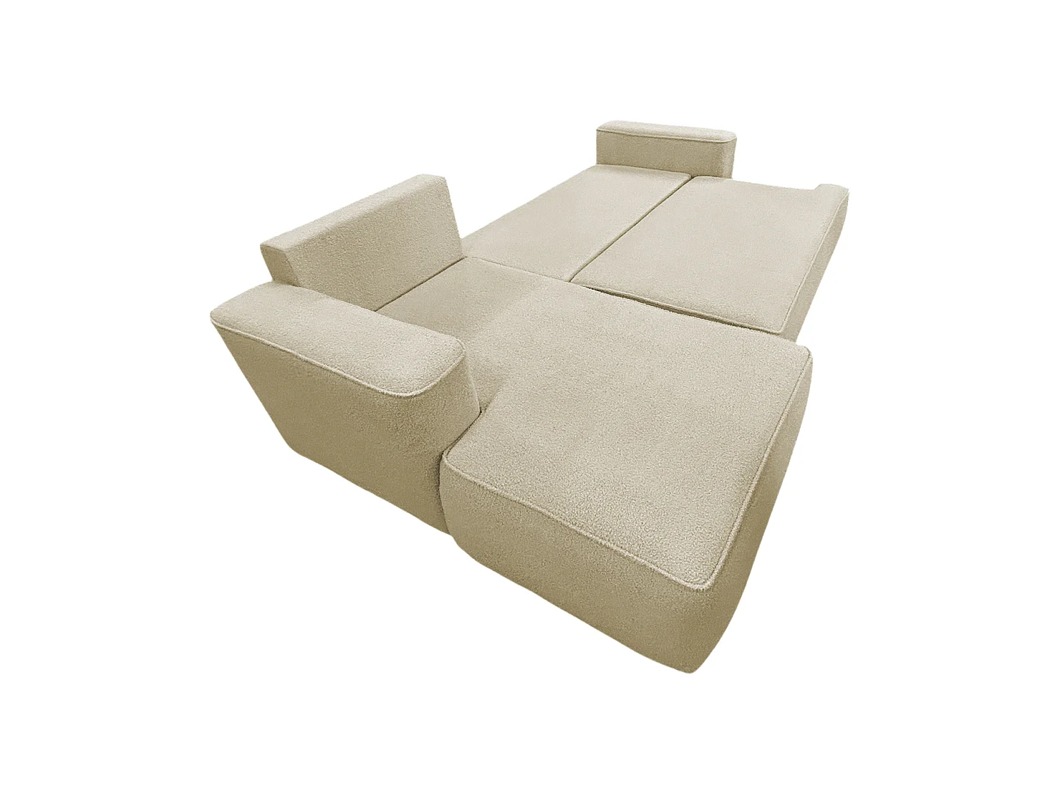 Canapé-Lit en Velours en Forme de L COMFORTINO FURNITURE avec Rangement Luna Beige Angle Droit