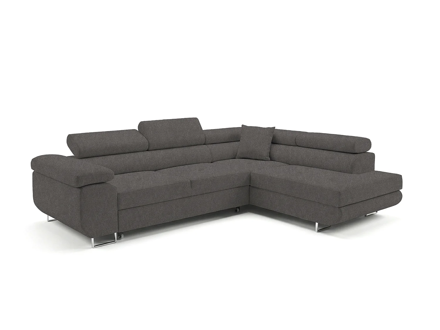Canapé-Lit Moderne en Forme de L avec Rangement en Tissu Velours Gris Clair - 3 Places
