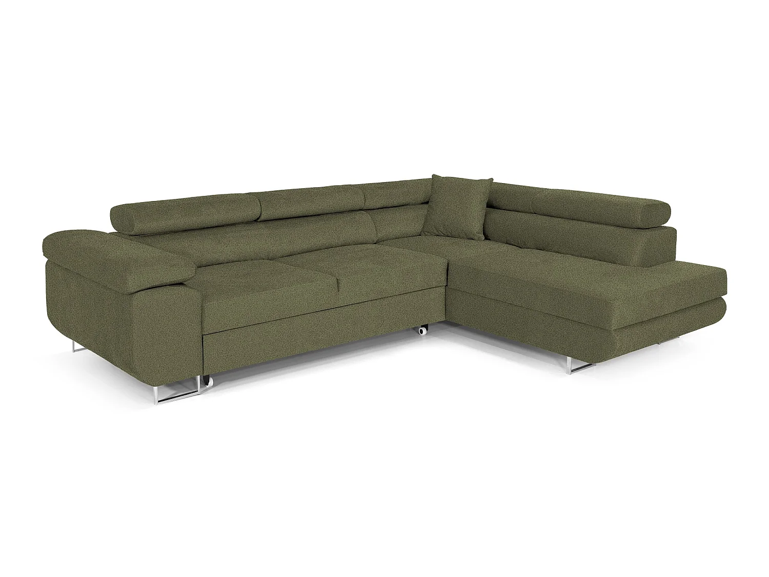 Canapé-lit moderne en forme de L avec rangement Tissu Bouclé Vert Lime 3 places Comfortino Furniture PASTI