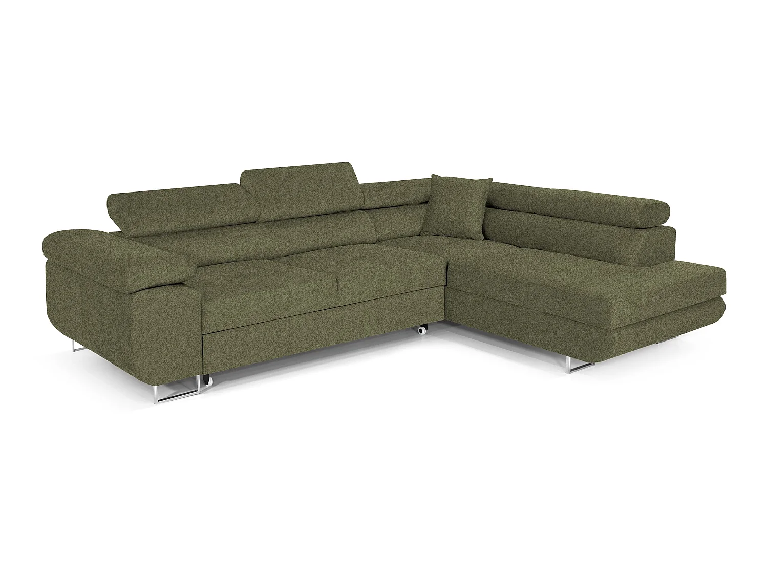 Canapé-lit moderne en forme de L avec rangement Tissu Bouclé Vert Lime 3 places Comfortino Furniture PASTI