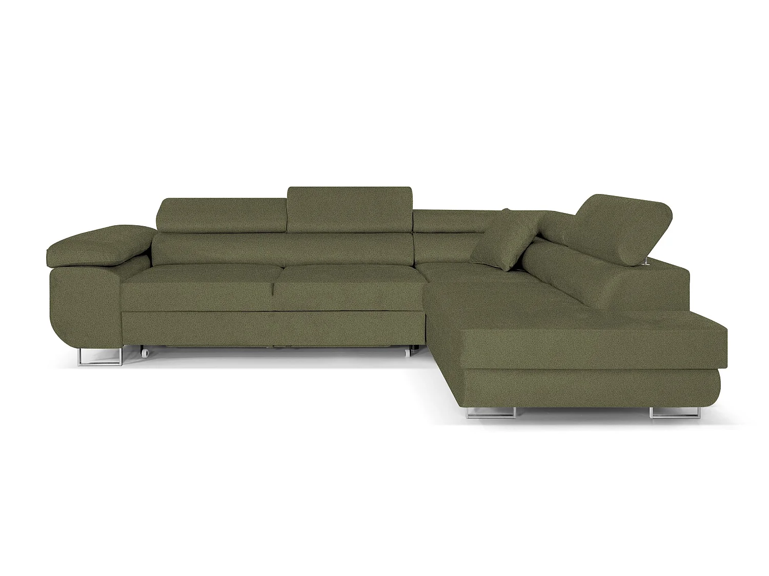 Canapé-lit moderne en forme de L avec rangement Tissu Bouclé Vert Lime 3 places Comfortino Furniture PASTI