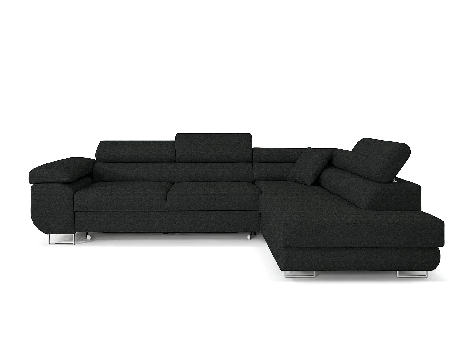 Canapé-Lit en Velours Noir COMFORTINO FURNITURE PASTI L-Form avec Rangement Design Moderne