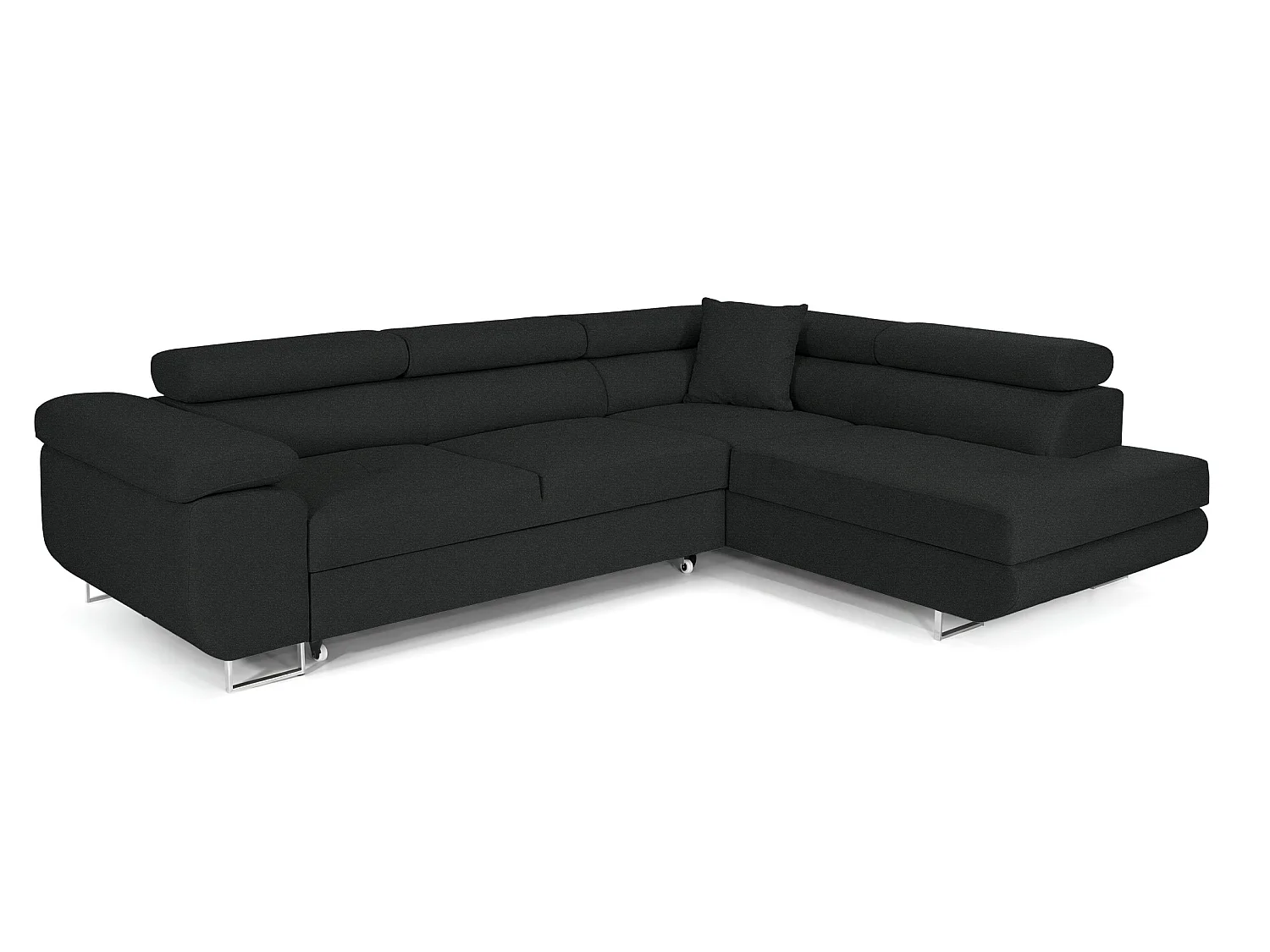 Canapé-Lit en Velours Noir COMFORTINO FURNITURE PASTI L-Form avec Rangement Design Moderne
