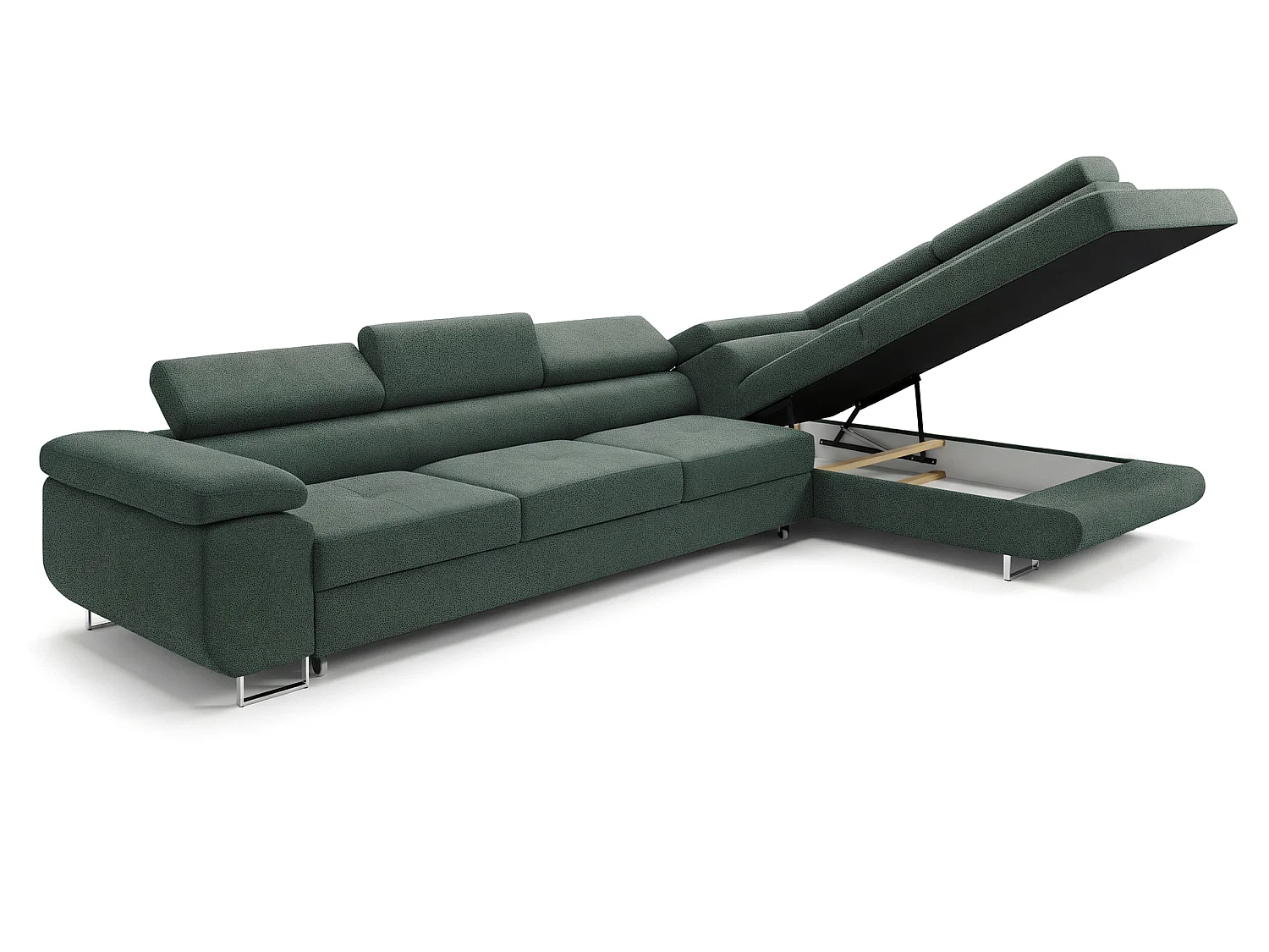 Canapé-lit COMFORTINO FURNITURE PASTI L-Form Olivgrün avec Rangement Angle Gauche Design Moderne