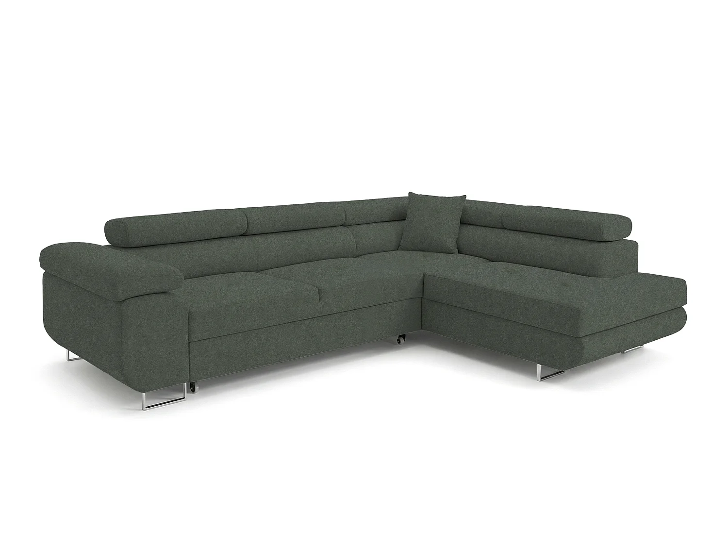 Canapé-lit en Forme de L avec Rangement en Velours Tannengrün Style Moderne 3 Places Comfortino Furniture Pasti