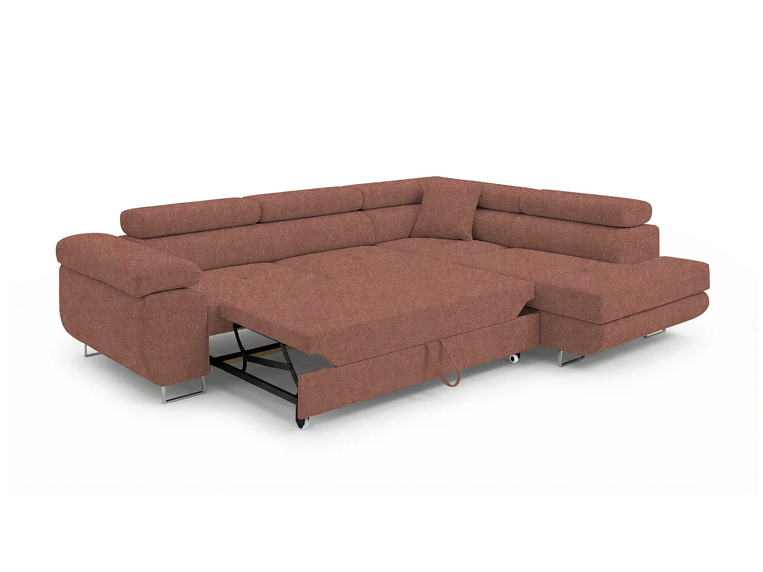 Canapé-lit en Forme de L avec Rangement en Velours Tannengrün Style Moderne 3 Places Comfortino Furniture Pasti