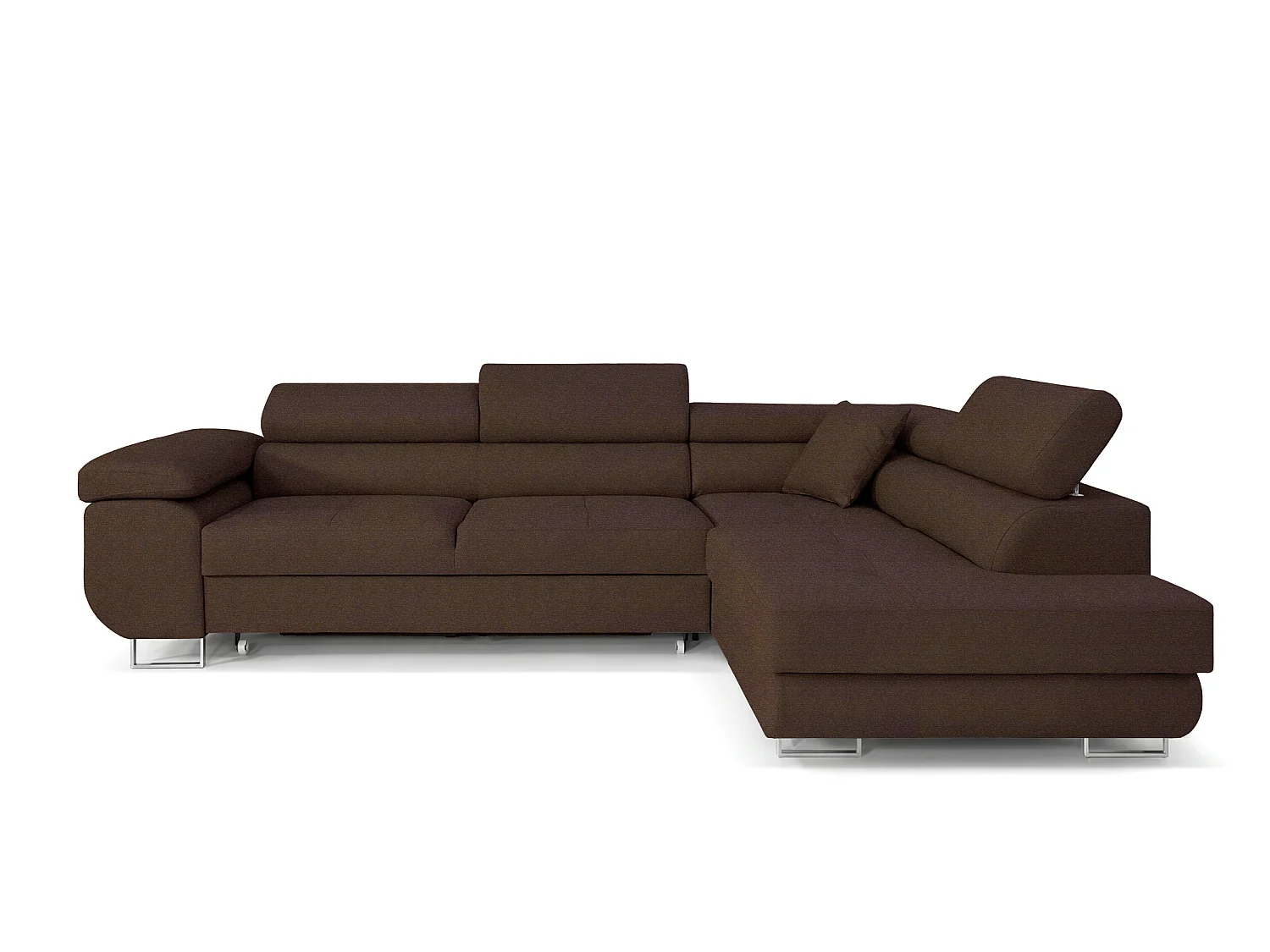 Canapé-Lit en Forme de L COMFORTINO FURNITURE PASTI avec Rangement Marron Foncé Design Moderne Angle Gauche